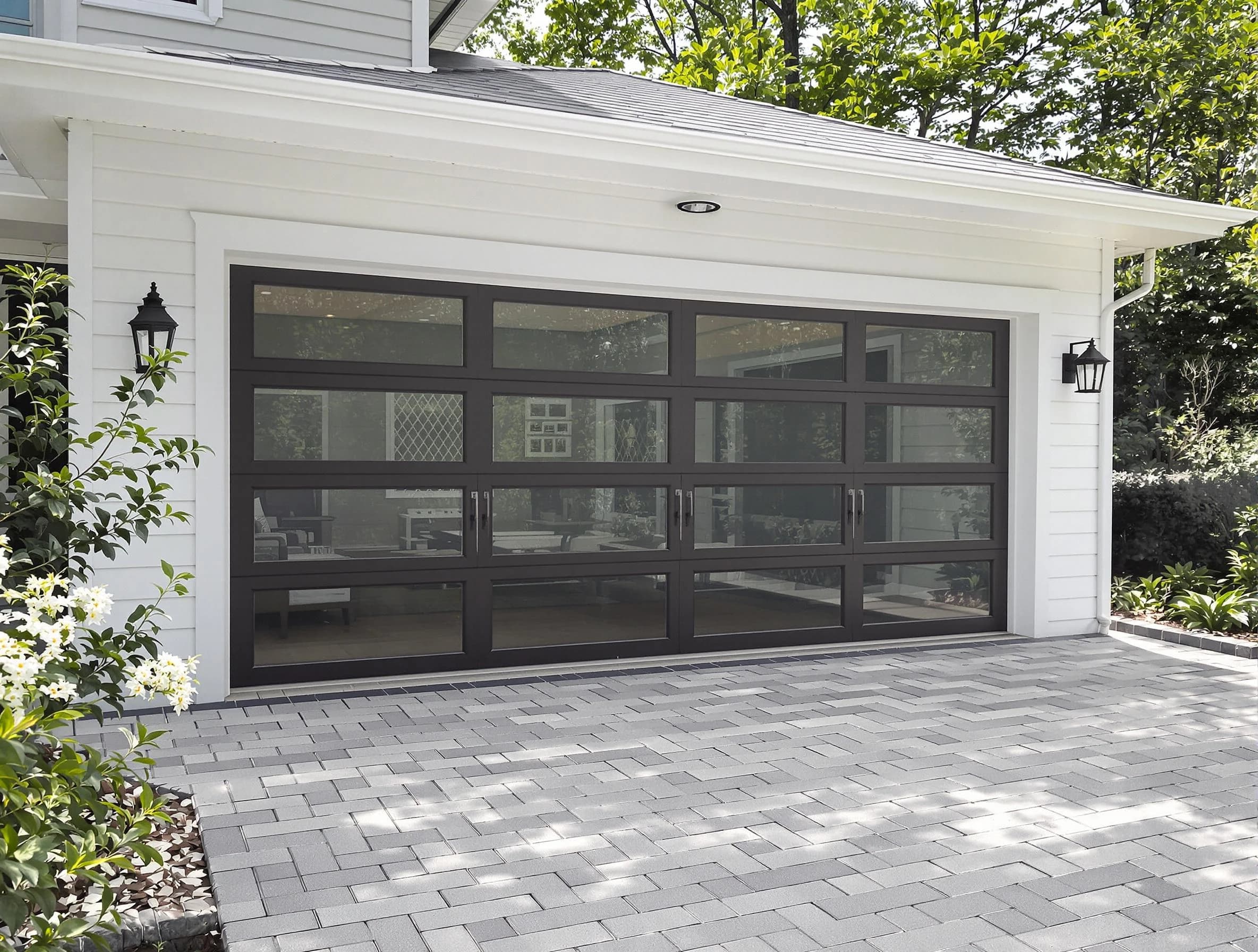 Pine Garage Door Repair design specialist presenting custom garage door options to Pine homeowner