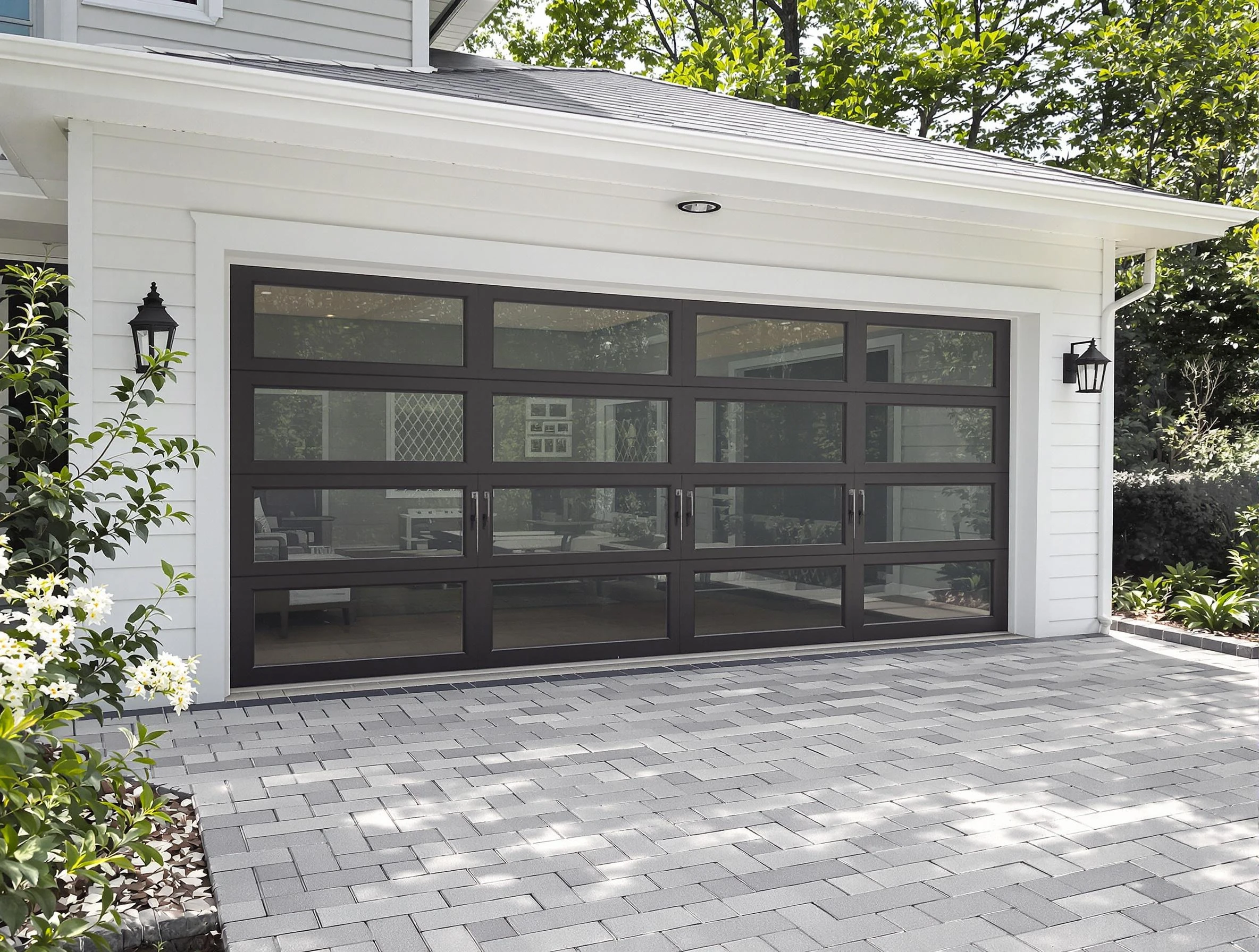 Pine Garage Door Repair design specialist presenting custom garage door options to Pine homeowner