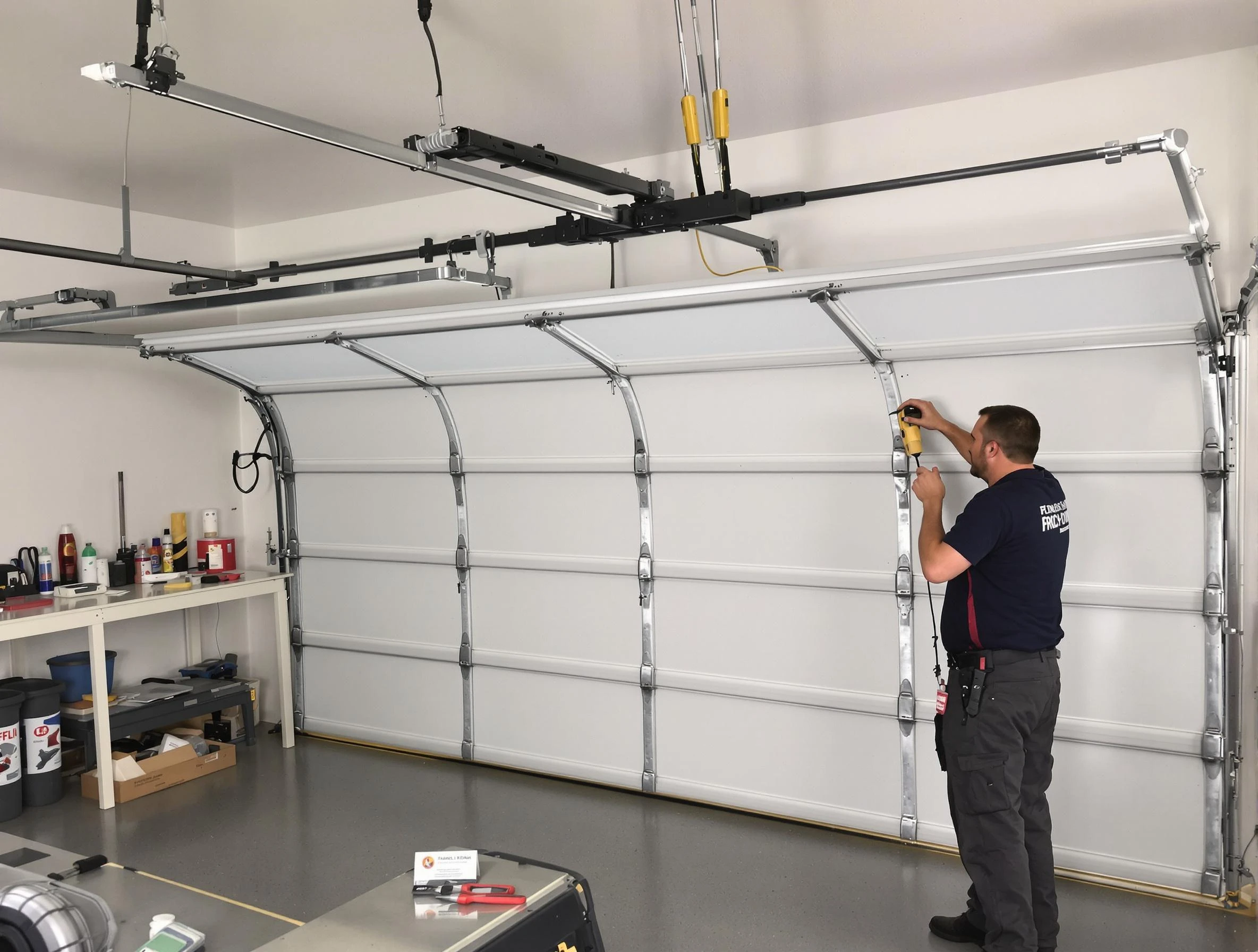 Pine Garage Door Repair certified technician performing overhead door system repair in Pine